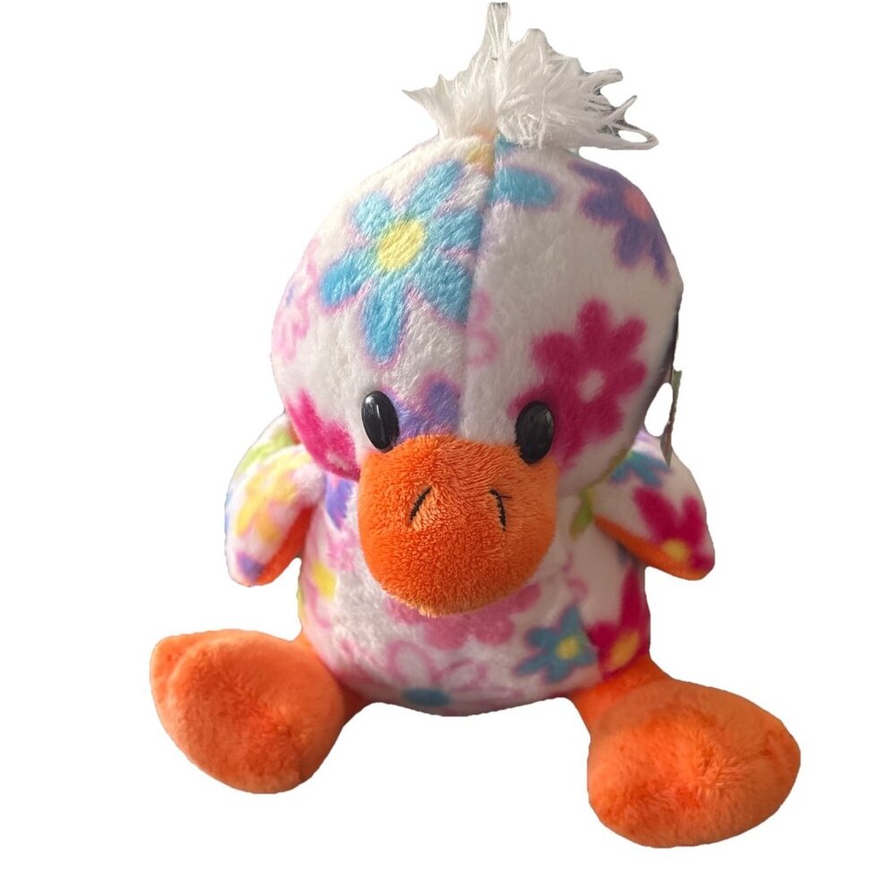 Brand New! Dan Dee Retro “That 70’s Show” Style Easter Duck Flower Plush 10”